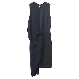 Acne Studios Ceylon Vestido Drapeado Assimétrico em Viscose Preta Preto