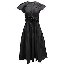 Ulla Johnson-Ulla Johnson Delmara Midi Dress in Black Cotton-Black