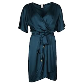 Diane Von Furstenberg-Vestido midi de seda azul-petróleo Genevieve-Verde