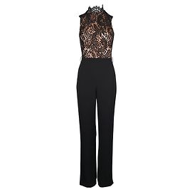 Autre Marque Tuta in pizzo beige e nera Nero
