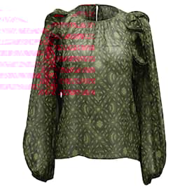Ulla Johnson-Ulla Johnson Medine Blouse in Red Silk-Red