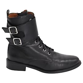 Ba&sh Como Combat Boots in Black Leather Black