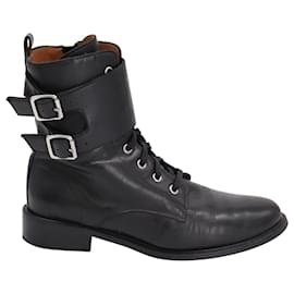 Ba&Sh-Ba&sh Como Combat Boots in Black Leather-Black