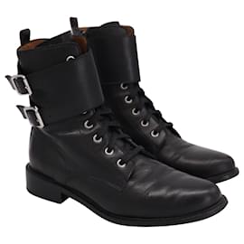 Ba&Sh-Ba&sh Como Combat Boots in Black Leather-Black