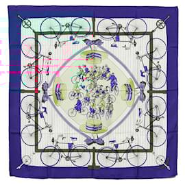 Hermès-hermès Les Becanes Silk Scarf blue-Blue