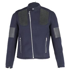 Neil Barrett Neoprene Biker Jacket in Navy Blue Viscose Blue Navy blue