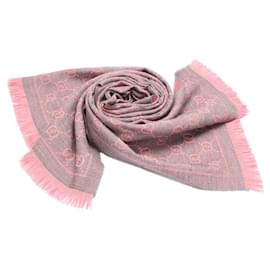 Gucci-gucci GG Wool and Silk Scarf pink-Pink