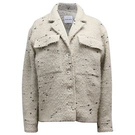 Anine Bing Leon Tweed-Jacke aus cremefarbener Wolle Weiß Roh