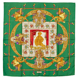 Hermès-hermès Hommage a Charles Garnier Architecte De l'Opera de Paris Silk Scarf green-Green