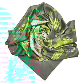 Hermès-hermès Hommage a Charles Garnier Architecte De l'Opera de Paris Silk Scarf green-Green