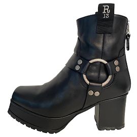 R13 Black Leather Ankle Boots Black