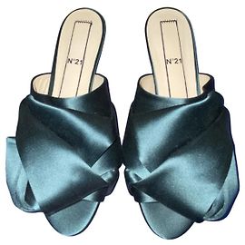 N°21 Green Satin Mules 40 Green