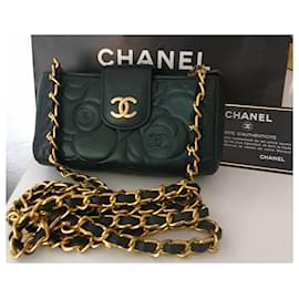 Chanel-Bandoulière chanel camelia-Noir,Doré,Bijouterie dorée