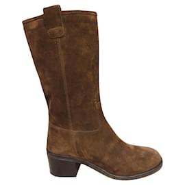 Autre Marque-suede ankle boots 37-Dark brown