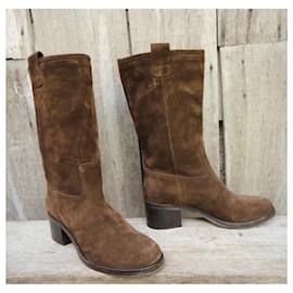 Autre Marque-suede ankle boots 37-Dark brown