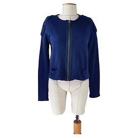 Acne Cardigan aus Wolle mit Reißverschluss Blau Blau