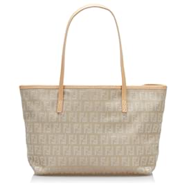 Fendi-Fendi Brown Zucchino Tote-Brown,Beige