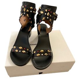 Isabel Marant Black Leather Sandals 39 Black