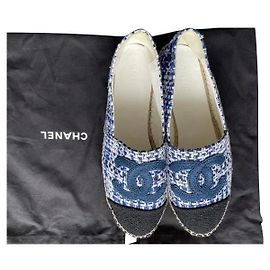 Espadrillas Chanel in pelle e tweed, Pointure 41 Blu Blu chiaro