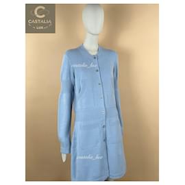 Chanel-Iconic CC Turnlock Cashmere Cardigan-Light blue