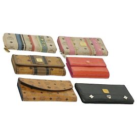 MCM Wallet PVC Leather 6Set Brown Black beige Auth ti723 Brown Black Beige