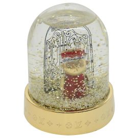 LOUIS VUITTON gaston snowball Snow Globe Clear Gold GI0550 LV Auth 33744a Golden Other