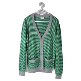 Cardigã Lacoste Verde Cinza de Algodão Verde Cinza