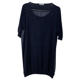 Acne Studios Haut en maille de soie Wham Patch, oversize asymétrique Noir