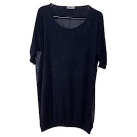 Acne Studios Seidenstrickoberteil mit Wham Patch, überdimensioniert asymmetrisch Schwarz