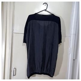 Acne-Acne Studios Wham Patch silk knit top, oversized asymmetric-Black