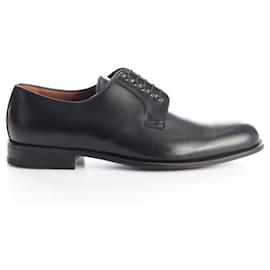 A. Testoni Black Leather Lace Ups Black