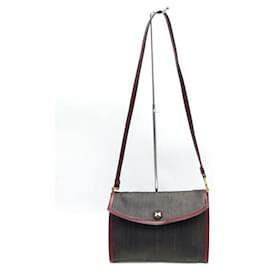 Hermès-VINTAGE SAC A MAIN HERMES RIO POCHETTE BANDOULIERE CRINOLINE & CUIR CLUTCH-Gris