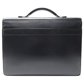St Dupont-ST DUPONT BRIEFCASE BAG IN BLACK LEATHER 2 BLACK HOLDER BELLOWS-Black