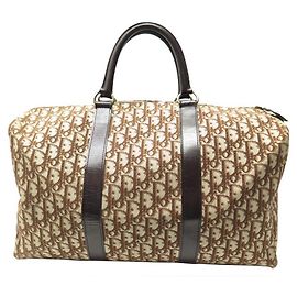 VINTAGE REISETASCHE CHRISTIAN DIOR BOWLING CANVAS SCHRÄGE MONOGRAMMTASCHE Braun