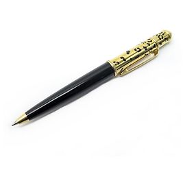 PENNA A SFERA CARTIER MINI DIABOLO PANTHERE LACCA NERA E PENNA PLACCATA ORO Nero
