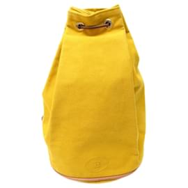 Hermès-HERMES POLOCHON MIMILE YELLOW COTTON YELLOW CANVAS BACKPACK BACKPACK-Yellow