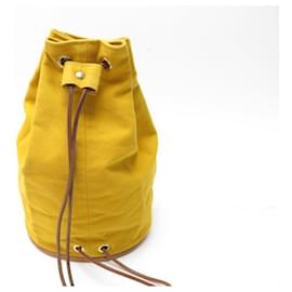 Hermès-HERMES POLOCHON MIMILE YELLOW COTTON YELLOW CANVAS BACKPACK BACKPACK-Yellow