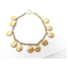 Chanel-VINTAGE CHANEL MADEMOISELLE GABRIELLE COCO NECKLACE IN GOLD METAL GOLDEN NECKLACE-Golden