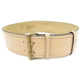 Alaïa WIDE ALAIA BELT IN BEIGE LEATHER SIZE 70 GOLD LEATHER BELT ATTRIBUTES Beige