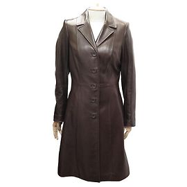 JEAN CLAUDE JITROIS LONG JACKET COAT 40 DIVE LAMB LEATHER TRENCH COAT Brown