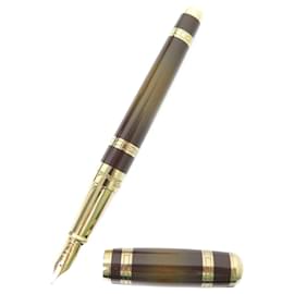 St Dupont-NEW FOUNTAIN PEN + LETTER OPENER ST DUPONT THE MURDER ON THE ORIENT EXPRESS-Brown