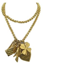 Chanel-CINTO VINTAGE CHANEL COLAR CORRENTE Amuletos da sorte T90 CINTO DE CORRENTE DE METAL DOURADO-Dourado