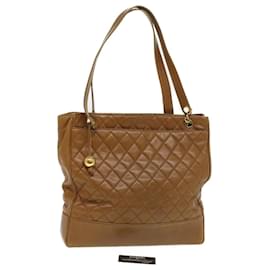 Chanel-CHANEL Matelasse Bolso de hombro con cadena Piel de cordero Marrón CC Auth ar8527-Castaño