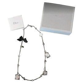 Colar de charms Christian Dior prateado aço Prata