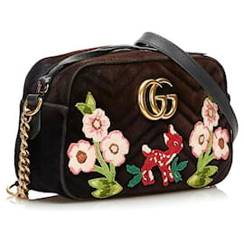 Gucci-GG Marmont Velor Bambi Flower Bag 447632-Black