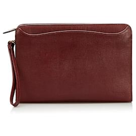 Autre Marque-Leather Wristlet Clutch-Brown