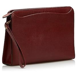 Autre Marque-Leather Wristlet Clutch-Brown