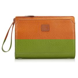 Autre Marque-Leather Clutch Bag-Brown