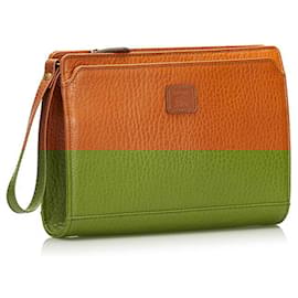 Autre Marque-Leather Clutch Bag-Brown