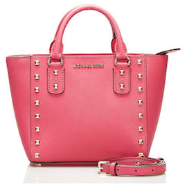 Michael Kors-Leather Sandrine Stud Handbag PS-1709-Pink